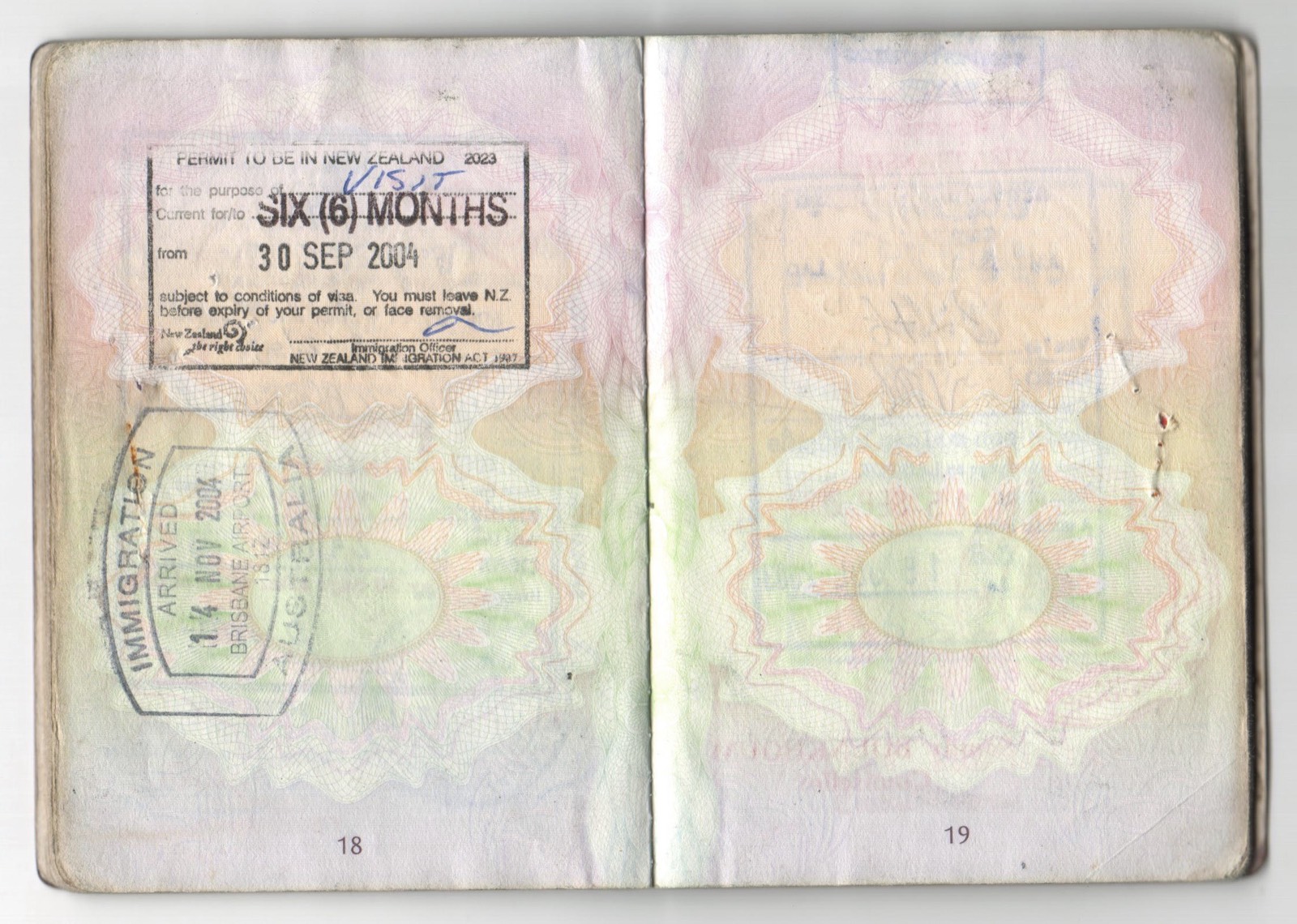 New Zealand six months permit, 30 September 2004